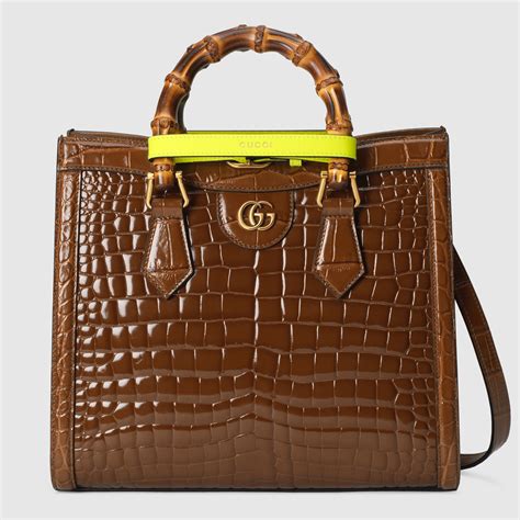 gucci crocodile tote bag|Gucci crocodile effect handle bag.